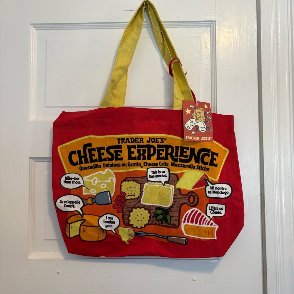 Trader Joe's NWT Cheese Experience Reusable Tote 100% Cotton